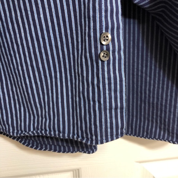 Michael Kors Cotton Blue Stripe Long Sleeve Button Up Dress Shirt 7 1/2 34/35 XL - Picture 6 of 12